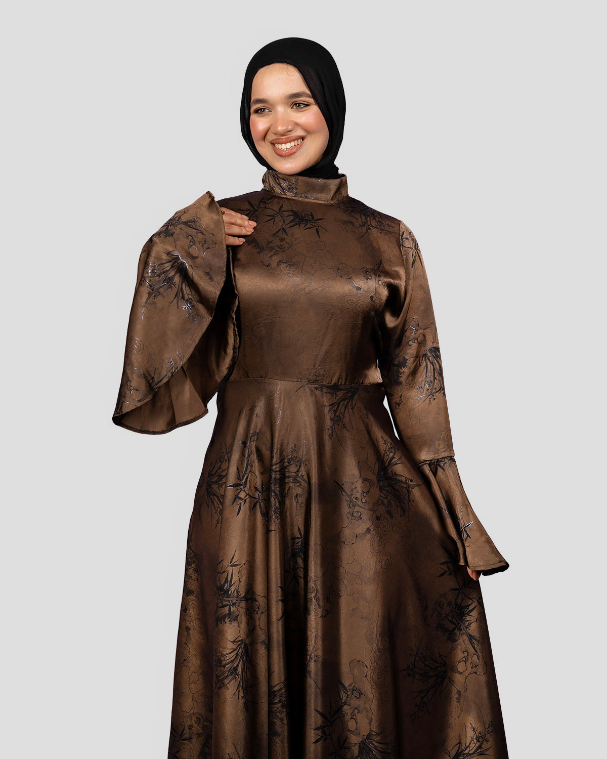 Velvet Dress In Bronze Brown