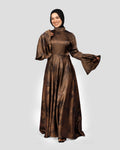 Velvet Dress In Bronze Brown