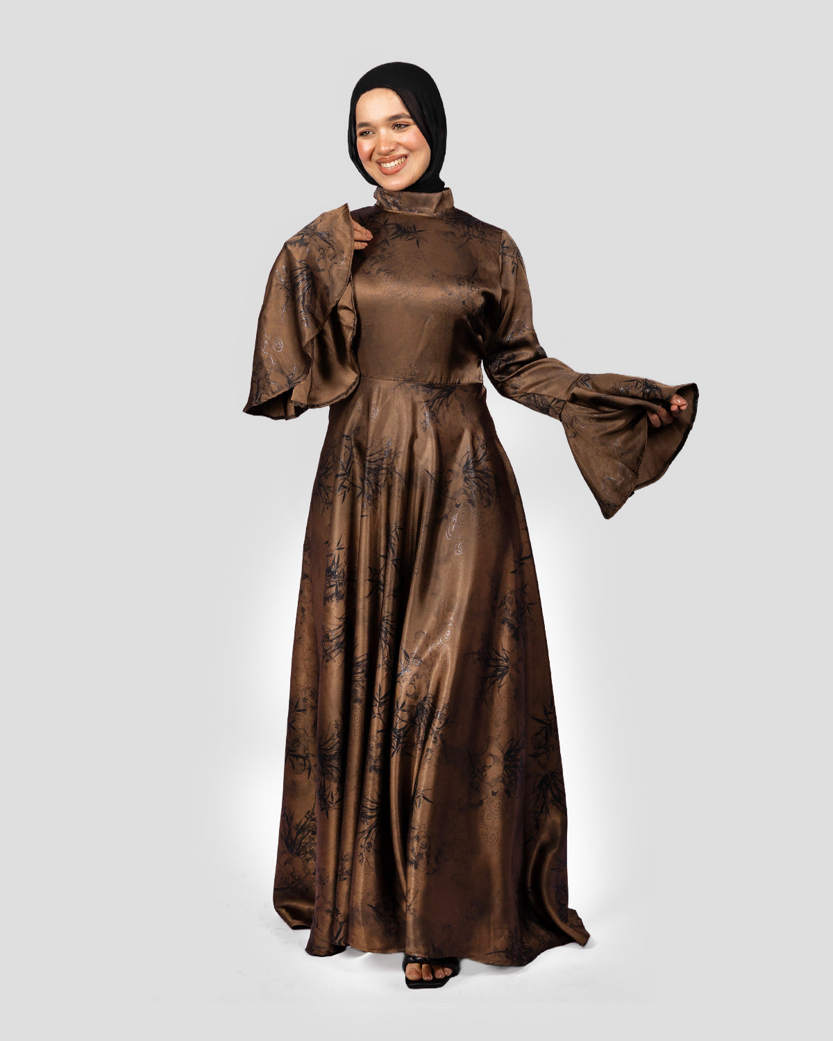 Velvet Dress In Bronze Brown